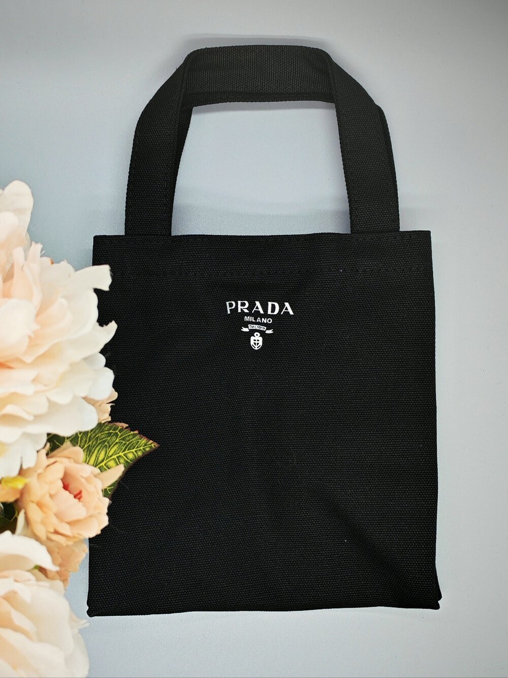 Prada Milano Black Canvas Tote Bag